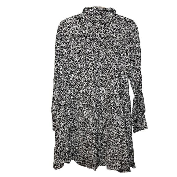 Madewell Black White Floral Tiered Mini Dress Long Sleeve Collared S NWT - Picture 6 of 9